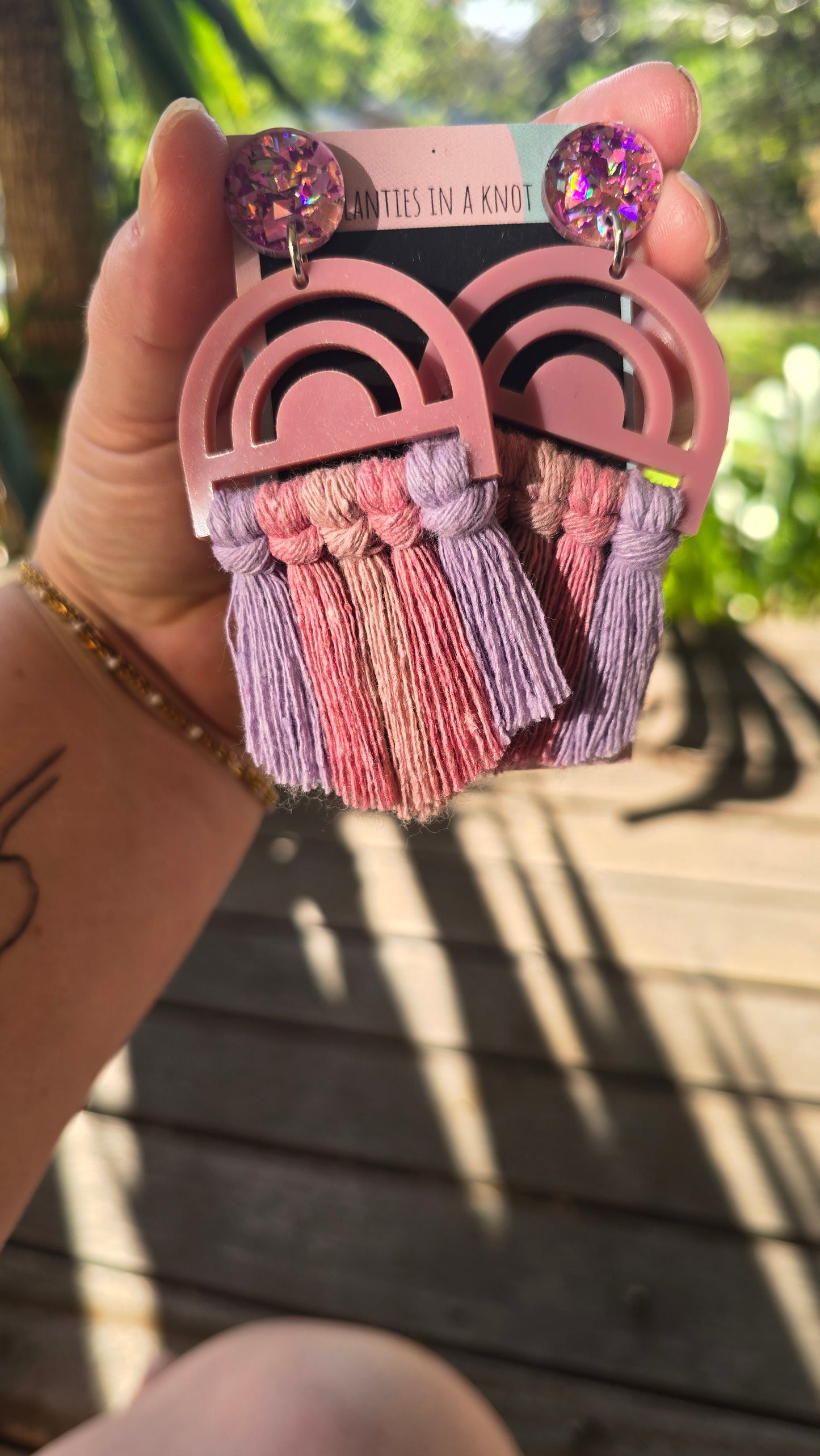 Earrings - Rainbow Dusty Rose 3