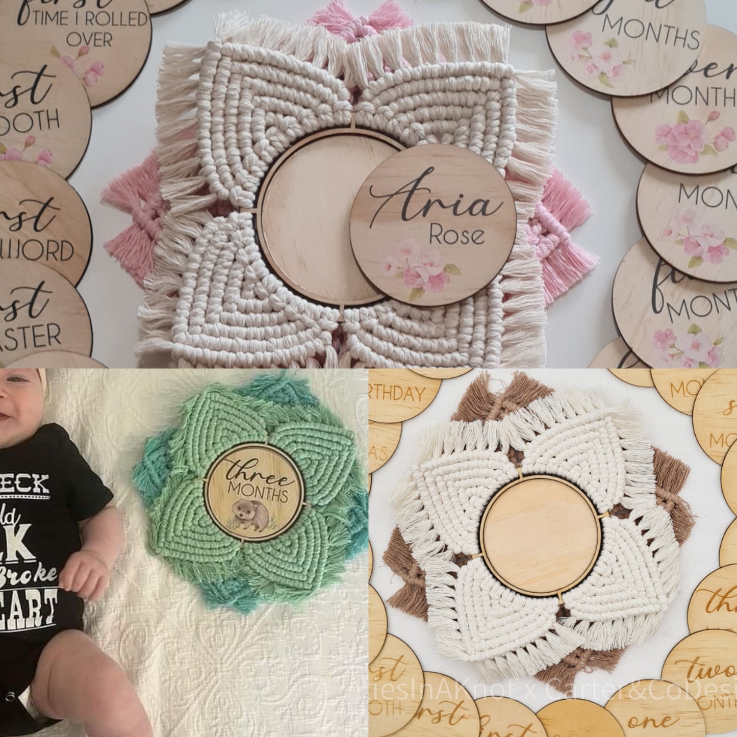 Custom Macrame Daisy Milestone Sets
