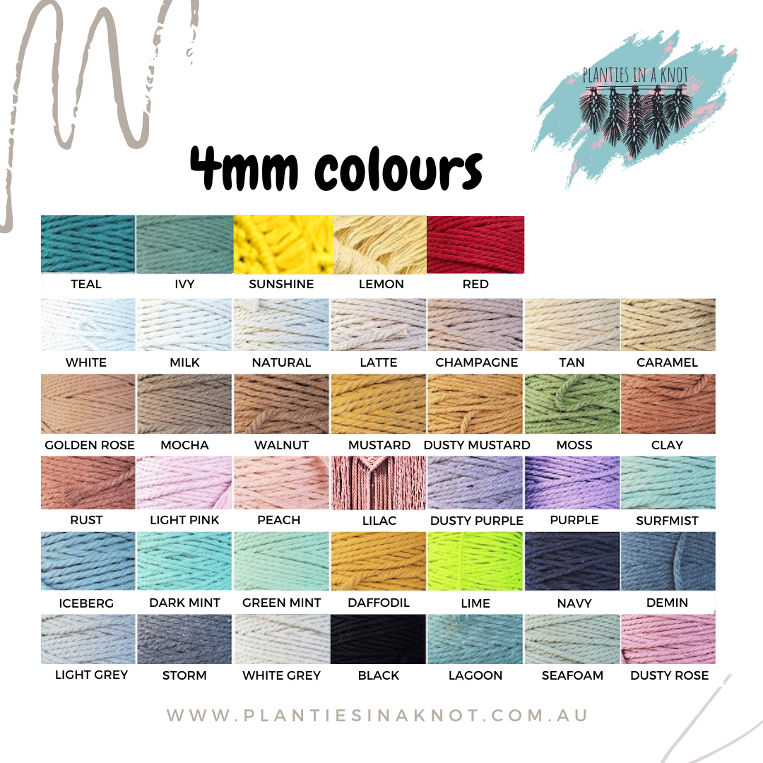 4mm recycled cotton colours that are available as options