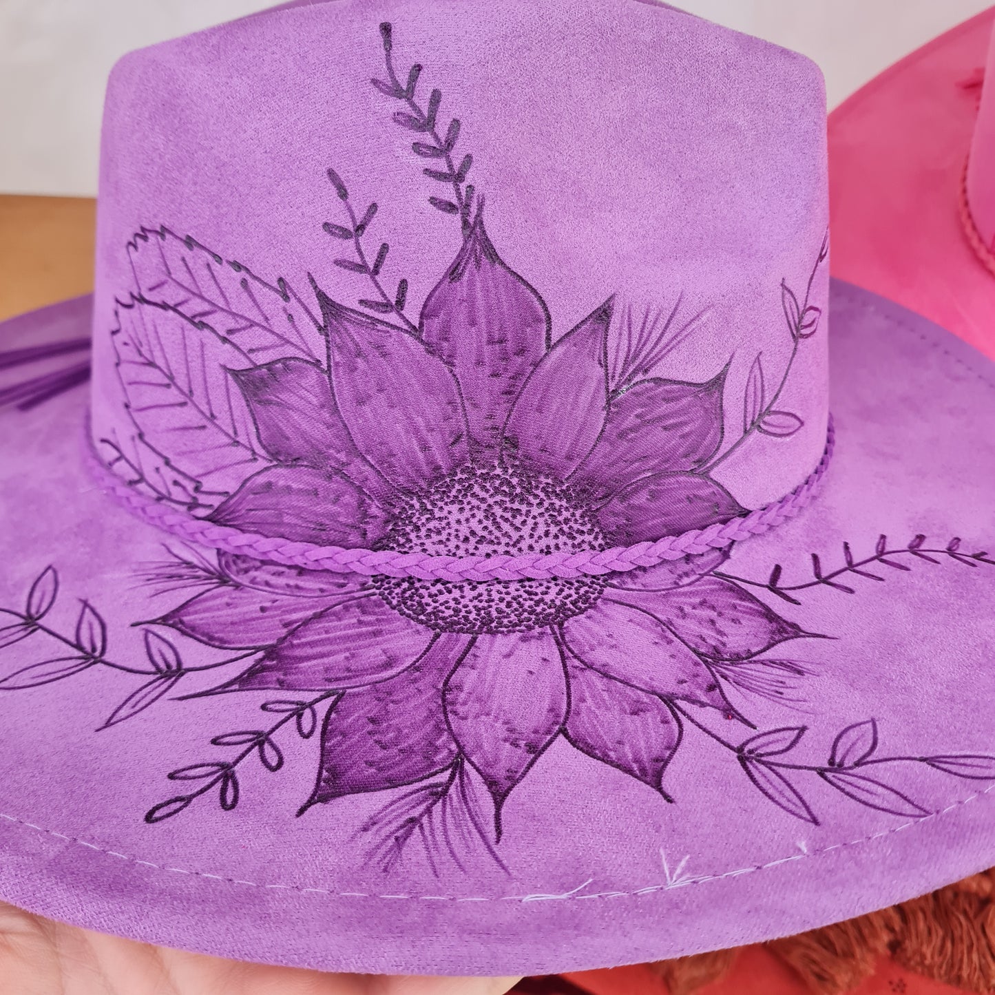 1004 Hand Burnt - Purple Sunflower