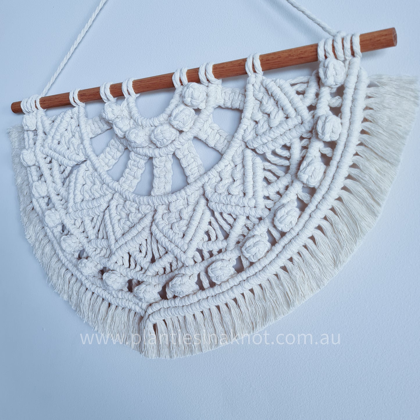 Macrame Wall Hanging - Half Mandala. Made with 100% recycled cotton. Customisable. Cotton Colour: Natural. Neutral tones. Beige