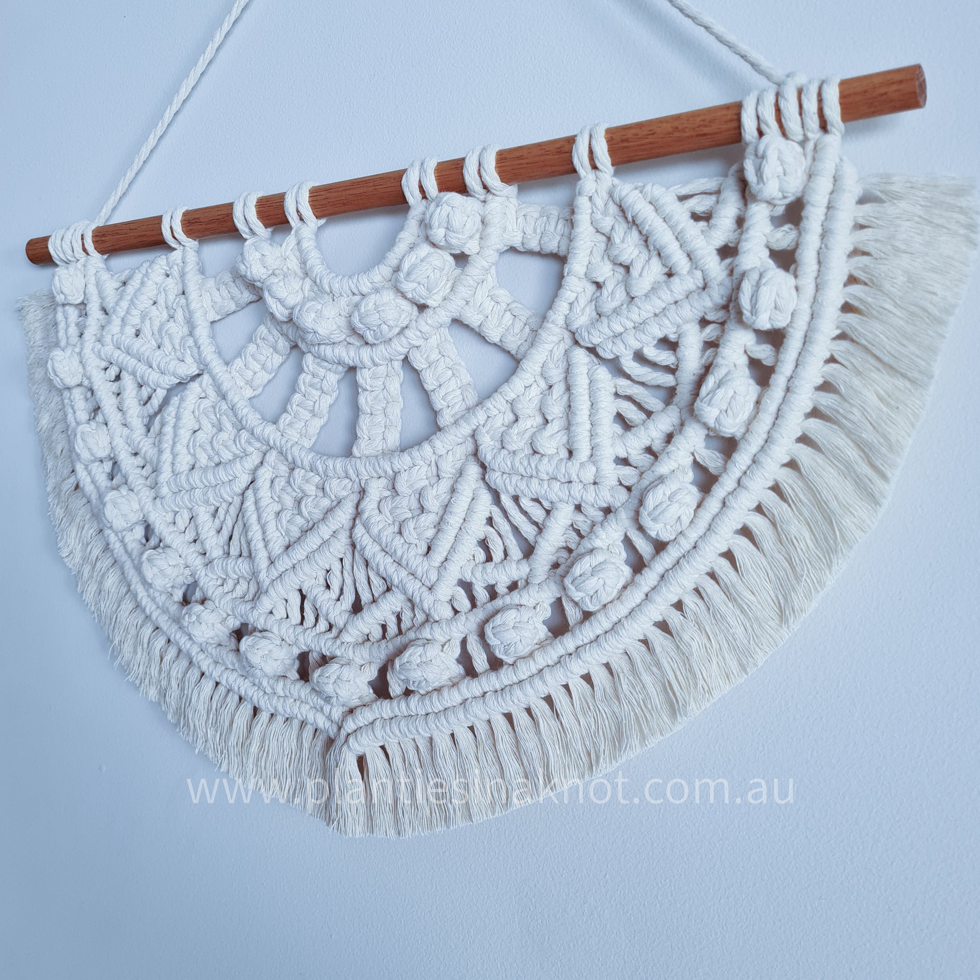 Macrame Wall Hanging - Half Mandala. Made with 100% recycled cotton. Customisable. Cotton Colour: Natural. Neutral tones. Beige