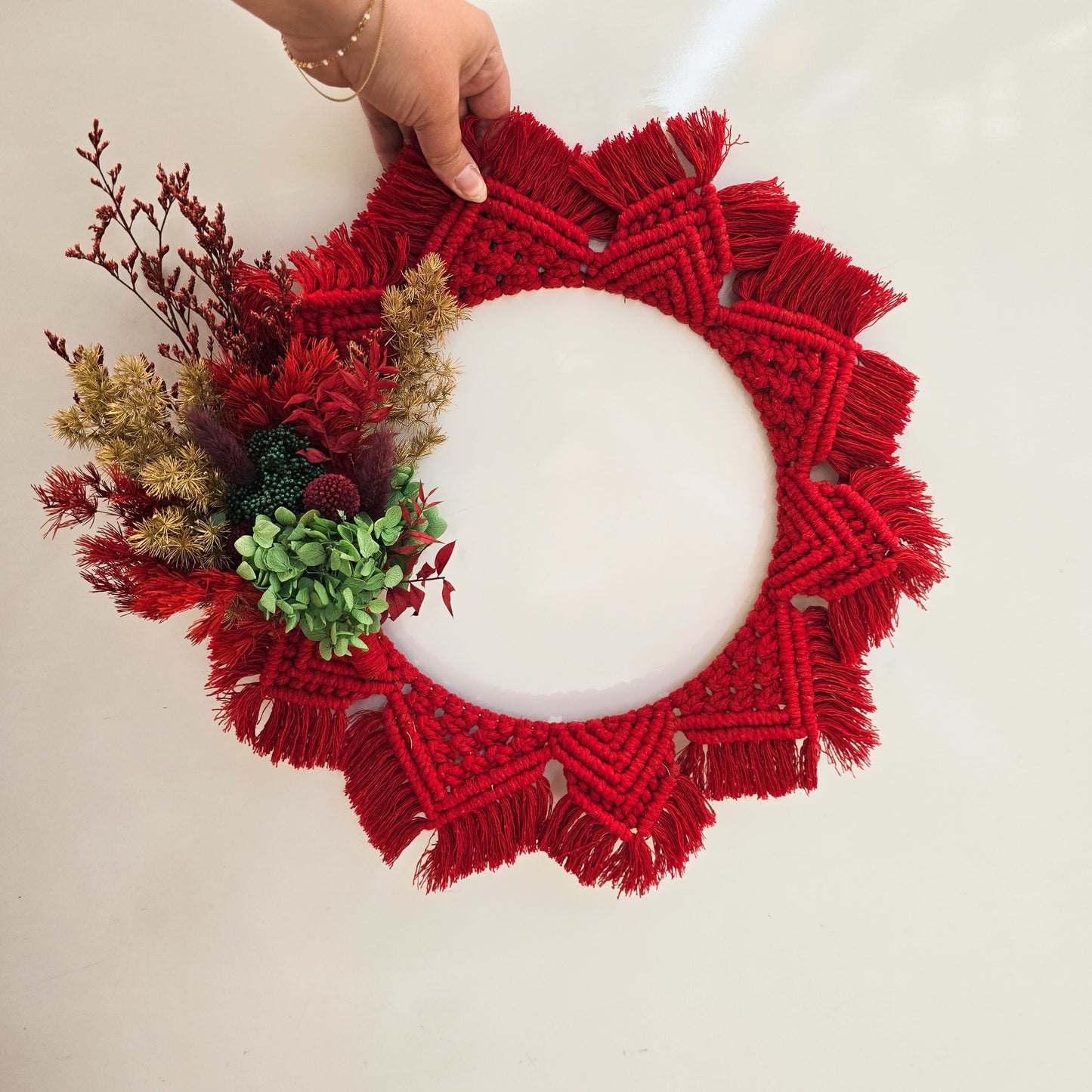 Red Christmas Wreath w/ Christmas Florals