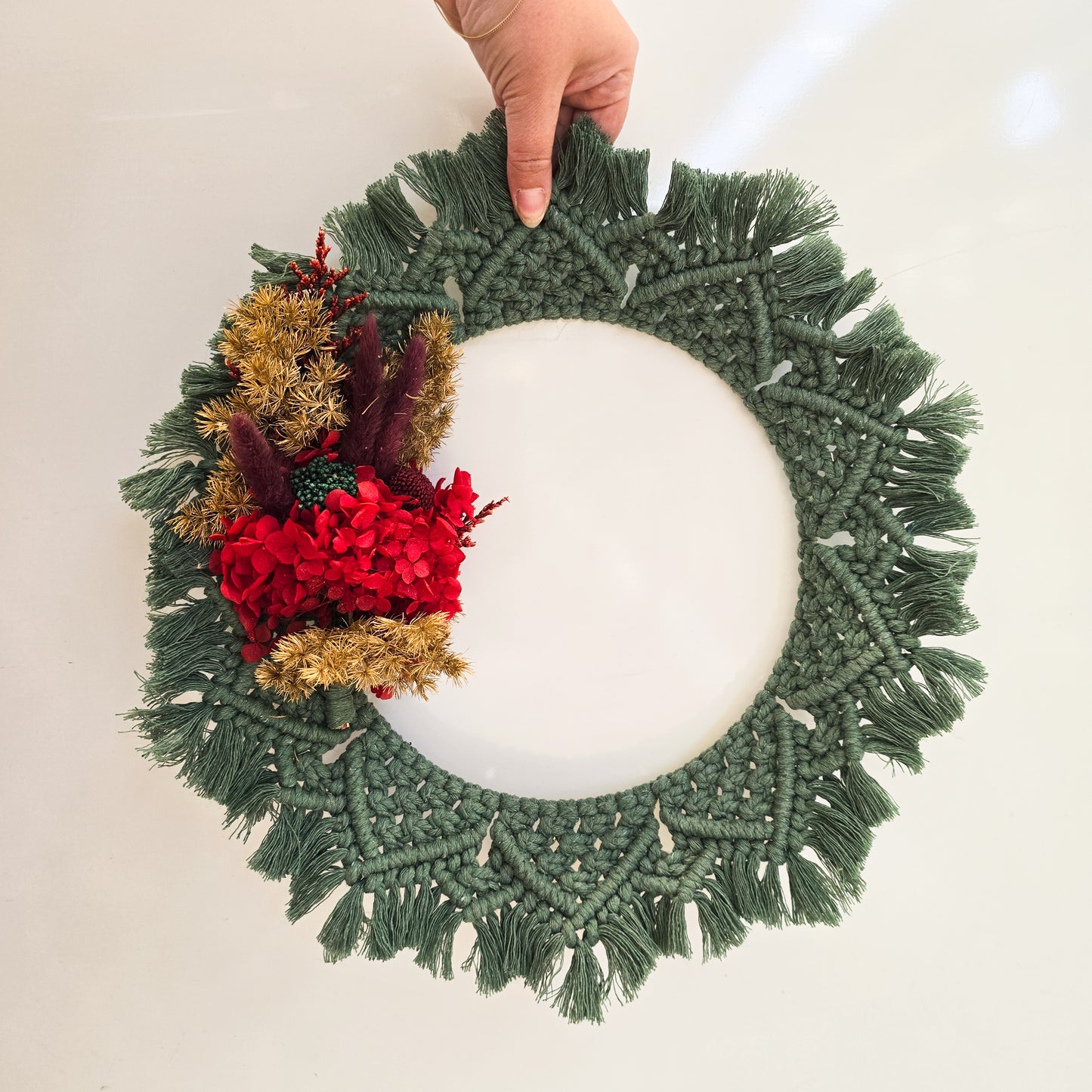 Ivy Christmas Wreath w/ Red, Gold, Green Florals