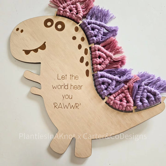 'Rawwr' Dino - Dusty Rose & Purple