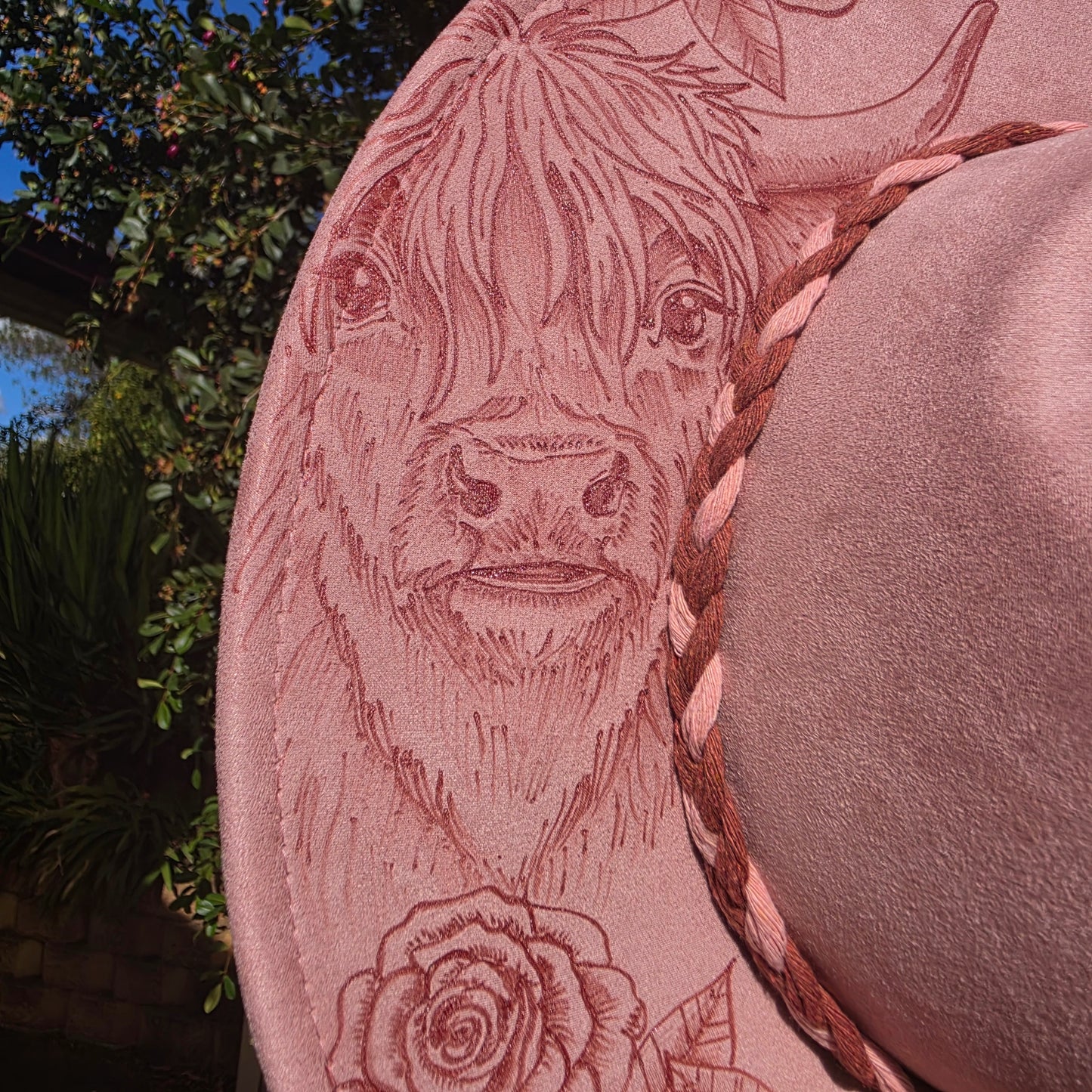*NEW 021 Blush Highland Cow with Roses