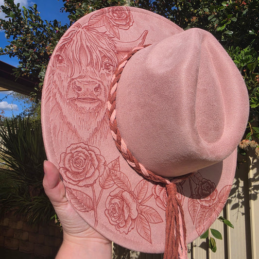 *NEW 021 Blush Highland Cow with Roses