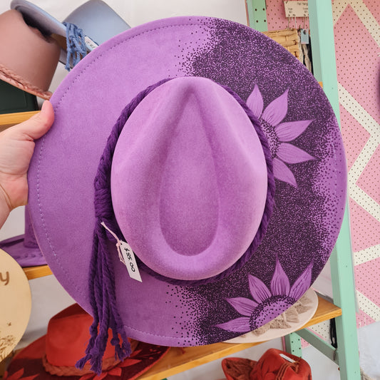 012 hand burnt - Purple Flower dots