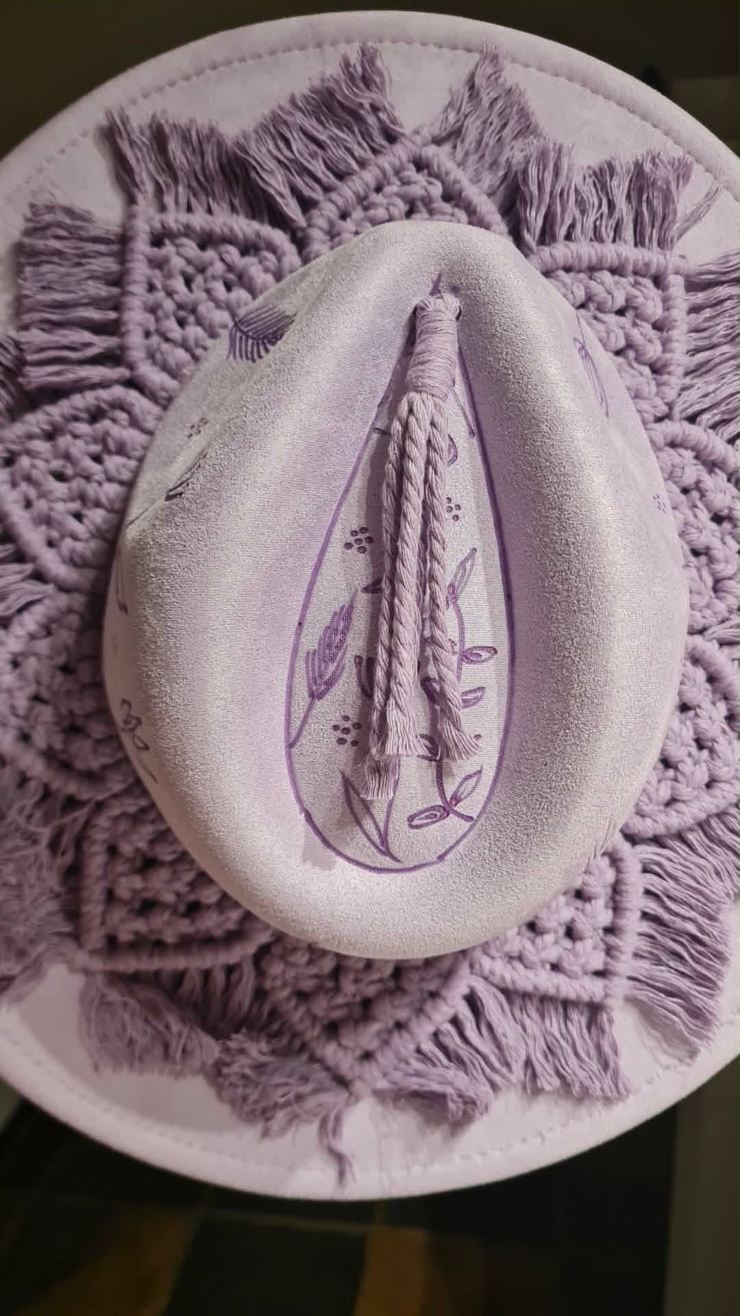 001 Hand Burnt - Purple Flowers - First of its kind