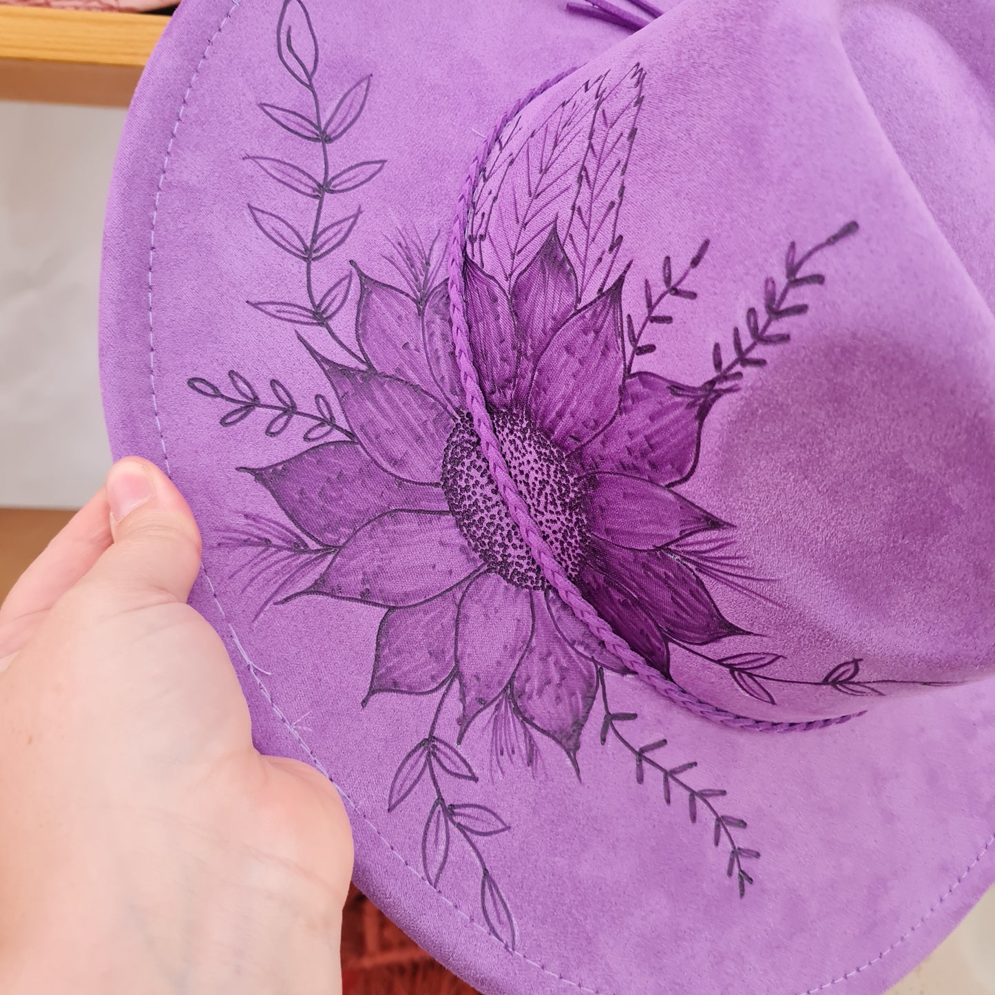 1004 Hand Burnt - Purple Sunflower