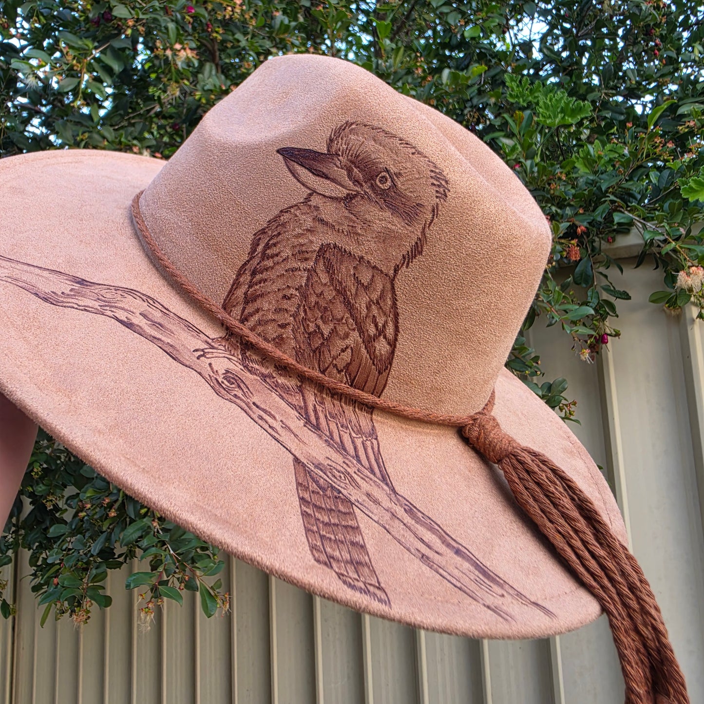 *NEW 018 Brown Kookaburra w/ Gum Leaves