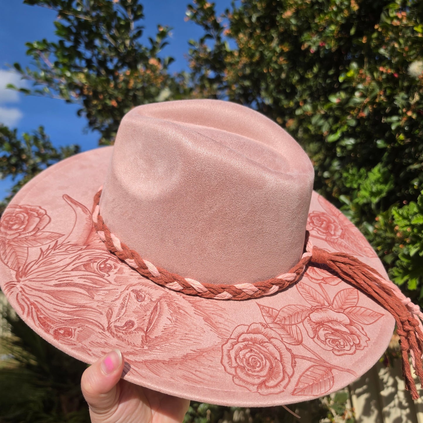 *NEW 021 Blush Highland Cow with Roses