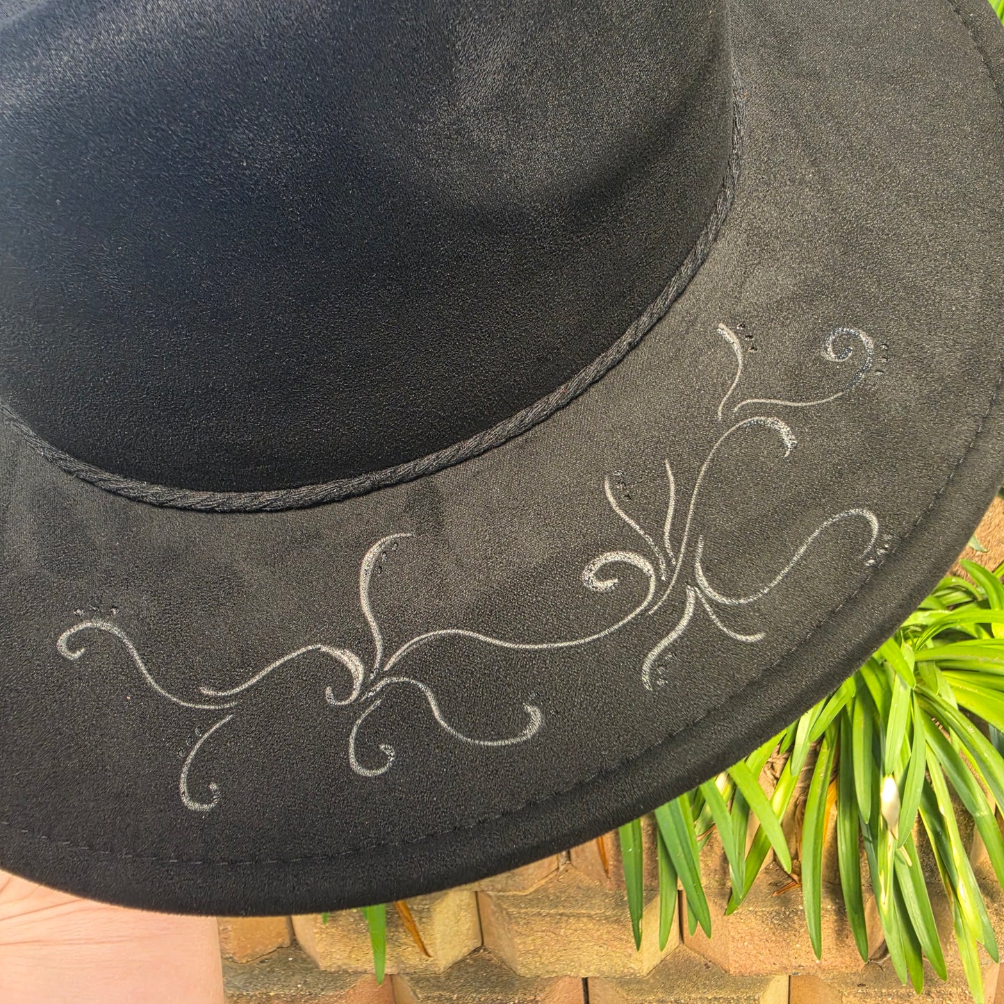 *NEW 023 Black Magpie painted w/ Swirls