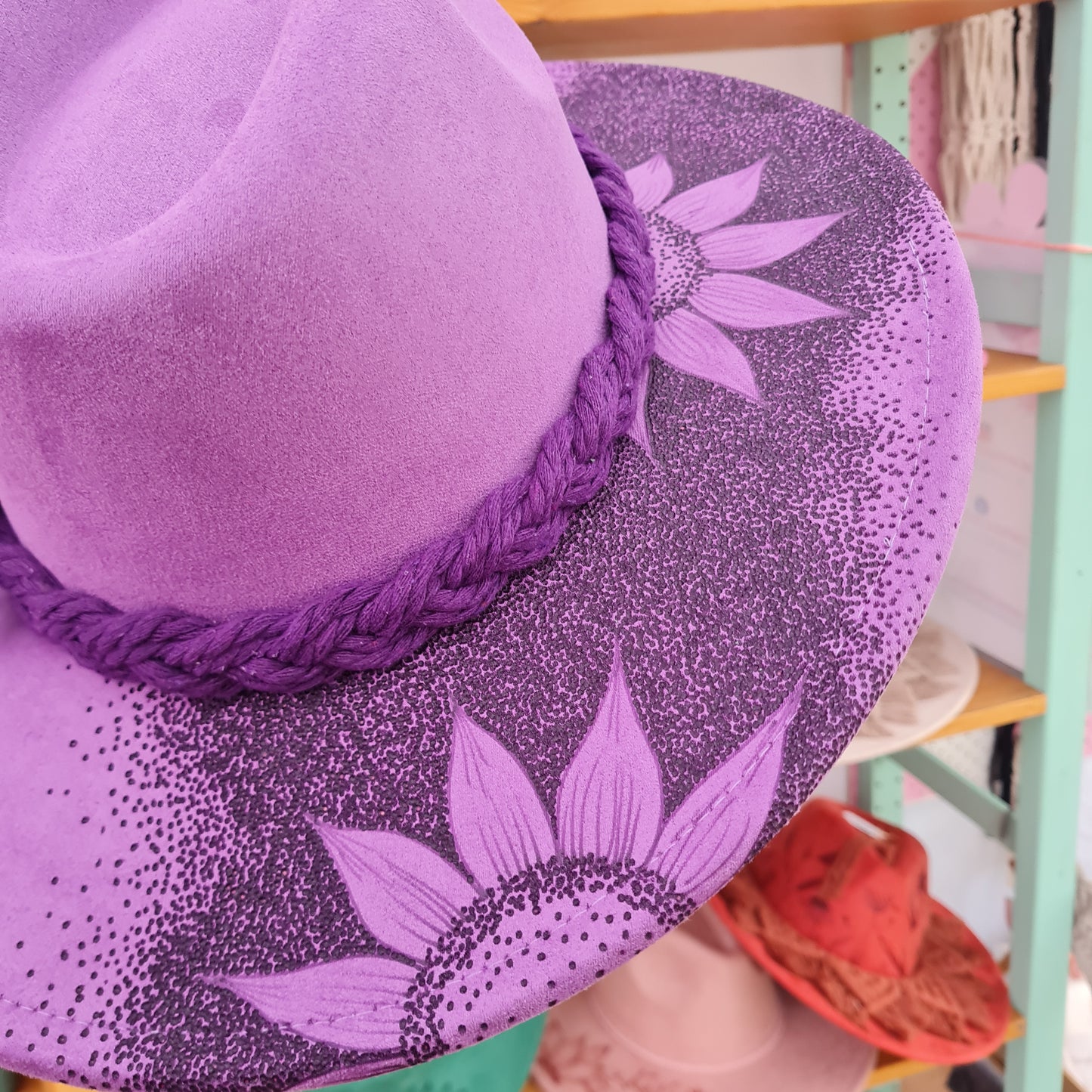 012 hand burnt - Purple Flower dots