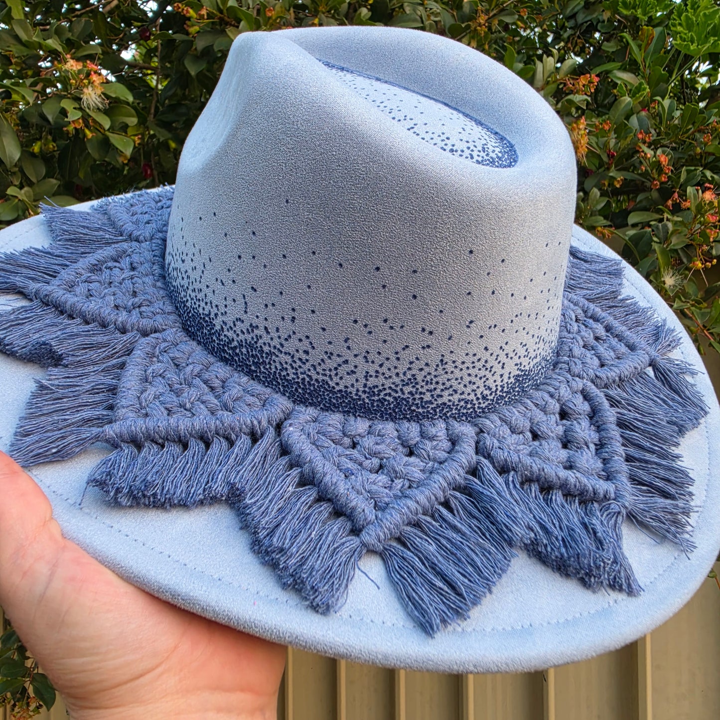 *NEW 024 Blue - Sunflower Macrame Bee (minor imperfection)