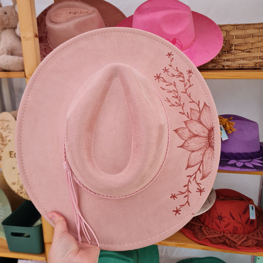 1002 Hand Burnt - Blush with sunflower