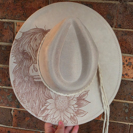 *NEW 1012 Beige Cow w/ Sunflowers