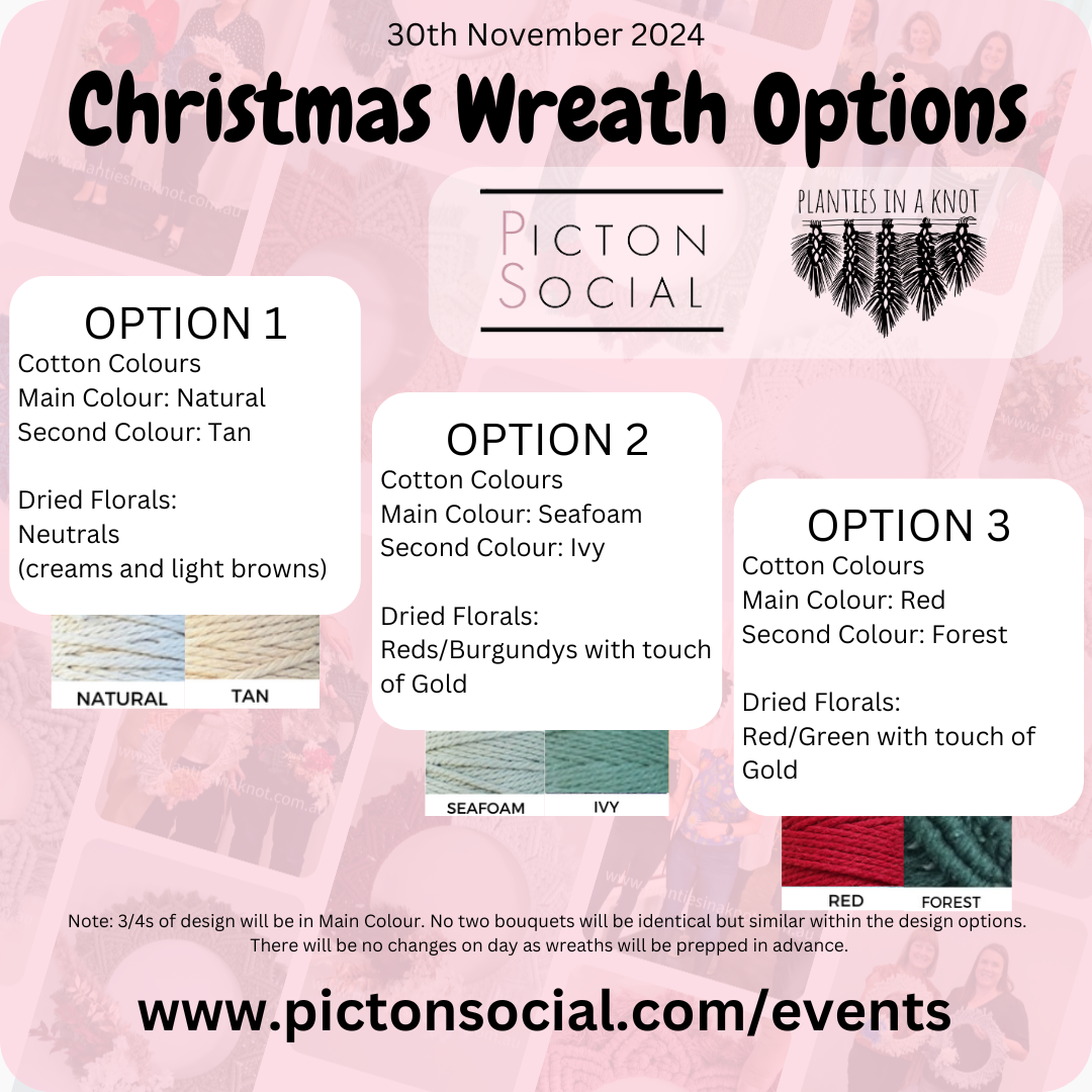 NOV 30th Picton Social - Wreath or Wall Hanging Workshop